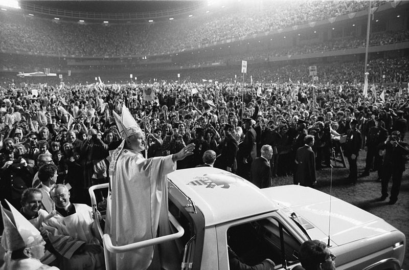 Pope John Paul II at Yankee Stadium in 1979.