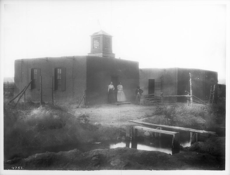 School house at the pueblo of San Rafael, New Mexico, ca.1900. Via Wikimedia Commons.