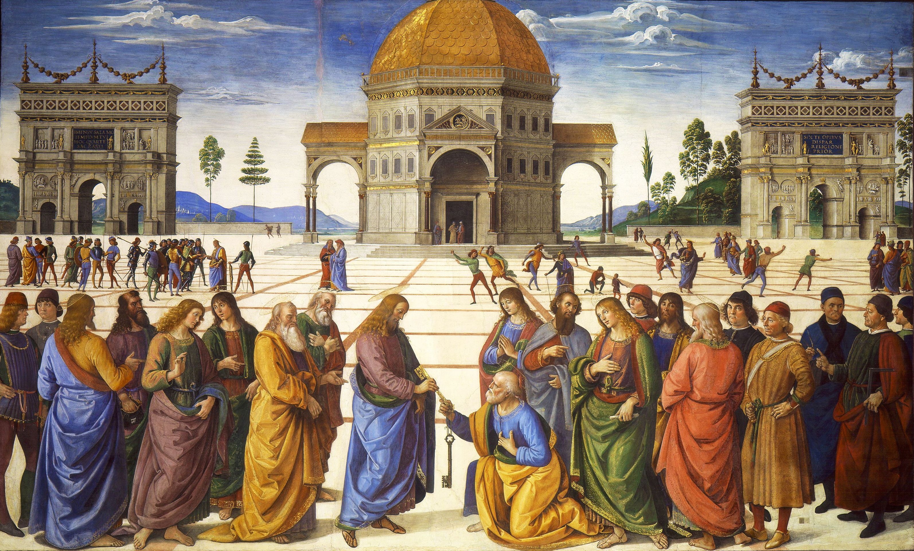 "Delivery of the Keys" by Pietro Perugino. via Wikimedia Commons.